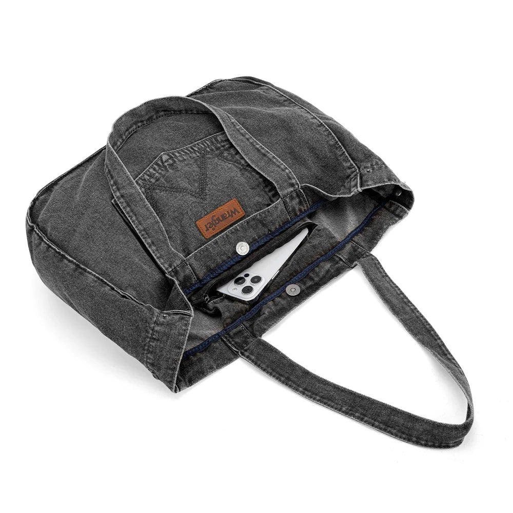 Wrangler Stitch Denim Tote Bag - Black