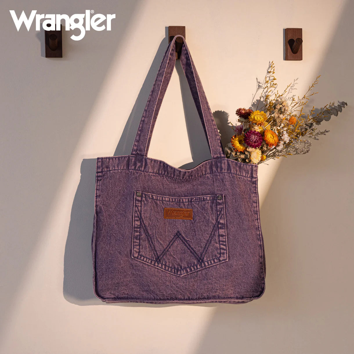 Wrangler Stitch Denim Tote Bag - Purple