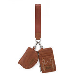 Wrangler Embroidered Dual Pouch Wristlet - Brown