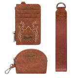 Wrangler Embroidered Dual Pouch Wristlet - Brown
