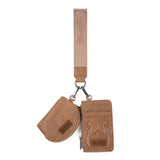 Wrangler Embroidered Dual Pouch Wristlet - Khaki