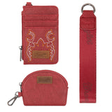 Wrangler Embroidered Dual Pouch Wristlet - Red