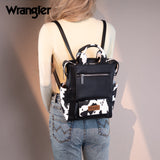 Wrangler Cow Print Tote/Shoulder Bag Convertible Backpack - Black