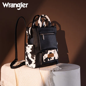 Wrangler Cow Print Tote/Shoulder Bag Convertible Backpack - Black