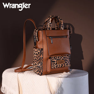 Wrangler Leopard Print Tote/Shoulder Bag Convertible Backpack - Leopard