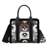 Wrangler Sherpa Southwestern Print Small Canvas Tote/Crossbody-  Black