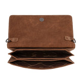 Wrangler Genuine Hair-On Cowhide Wallet/Crossbody - Brown