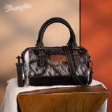 Wrangler Genuine Hair-On Cowhide Barrel Bag/Crossbody - Black