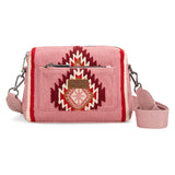 Wrangler Southwestern Knitted Crossbody Bag Extra Outside Pocket - Hot Pink