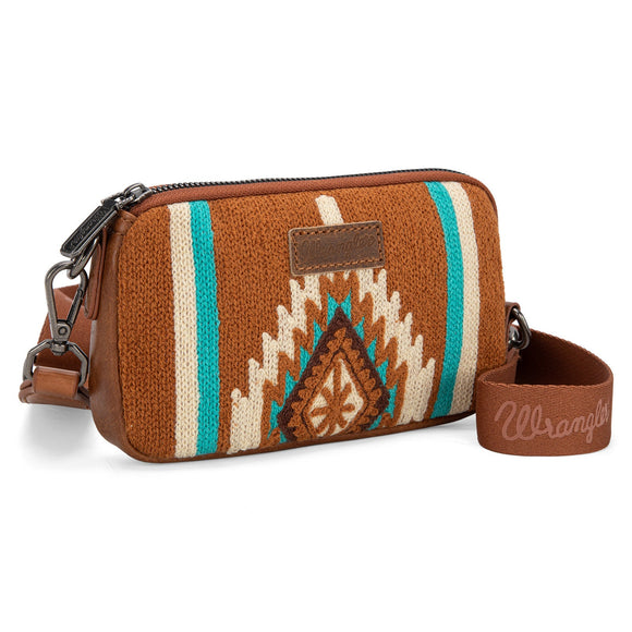 Wrangler Southwestern Knitted Mini Crossbody/Wallet - Brown