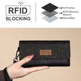 Wrangler Western Floral Tooled Tri-fold RFID Wallet/Wristlet - Black