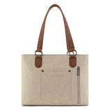 Wrangler Braided Whipstitch Zippered Tote - Beige