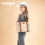 Wrangler Braided Whipstitch Zippered Tote - Beige