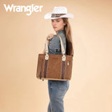 Wrangler Braided Whipstitch Zippered Tote - Brown