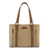 Wrangler Braided Whipstitch Zippered Tote - Tan