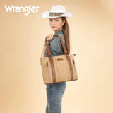 Wrangler Braided Whipstitch Zippered Tote - Tan