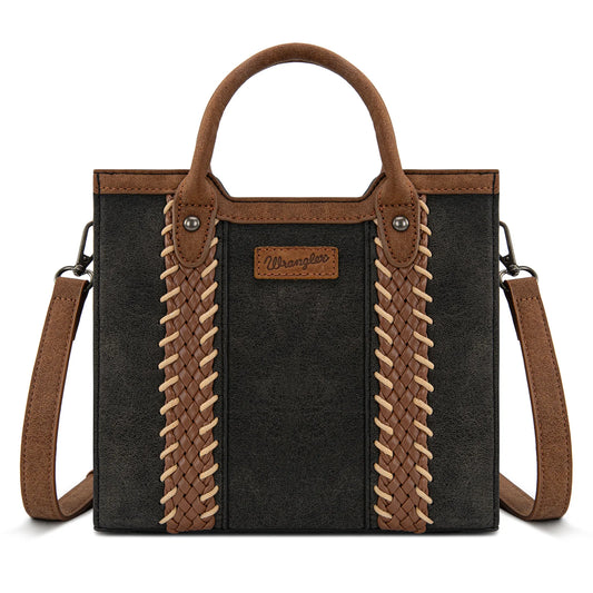 Wrangler Braided Whipstitch Top Handle Small Tote/Crossbody - Black