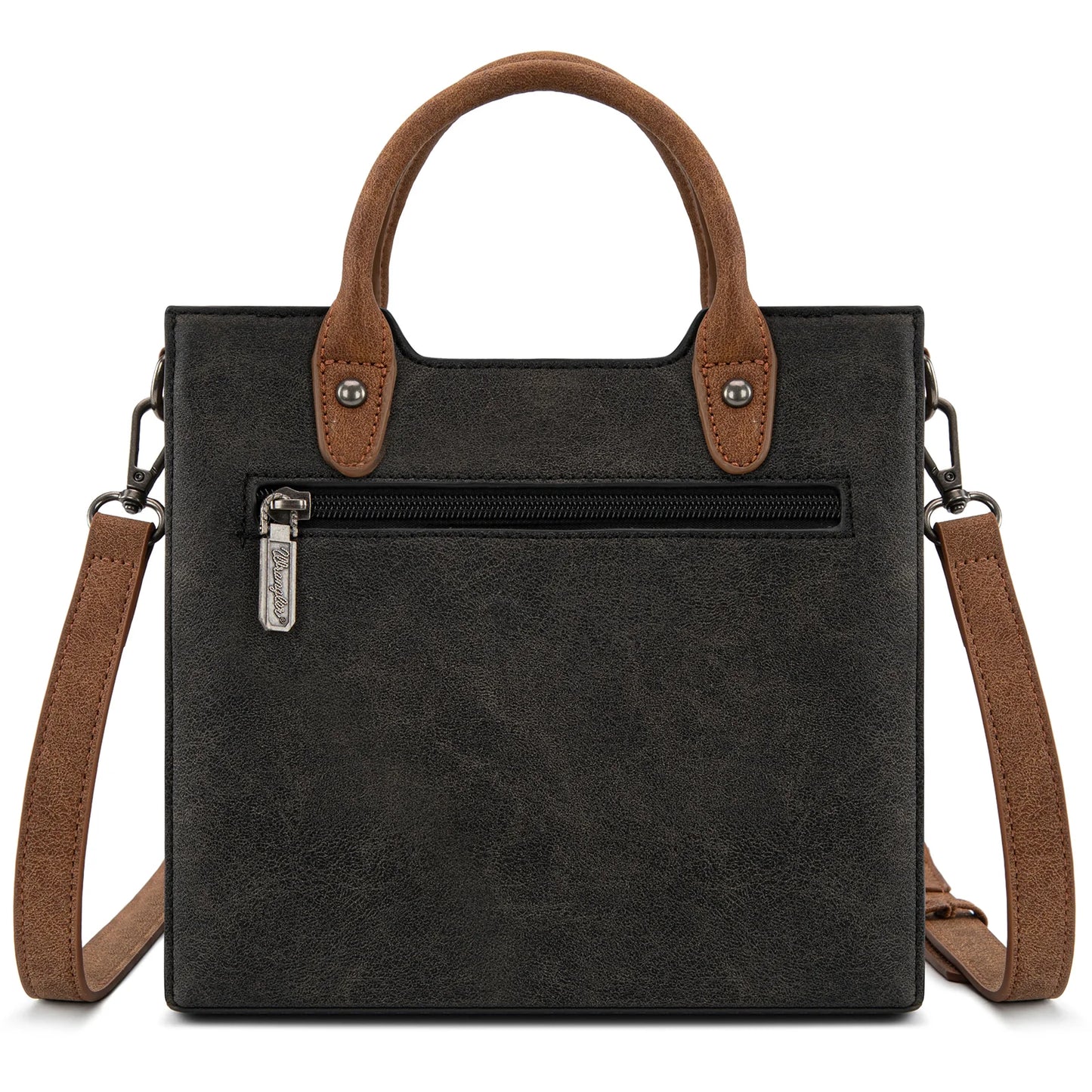 Wrangler Braided Whipstitch Top Handle Small Tote/Crossbody - Black