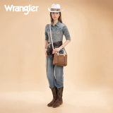 Wrangler Braided Whipstitch Top Handle Small Tote/Crossbody - Brown