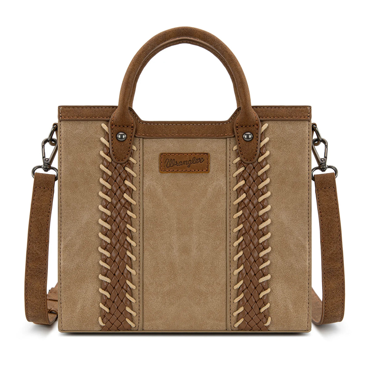 Wrangler Braided Whipstitch Top Handle Small Tote/Crossbody - Tan