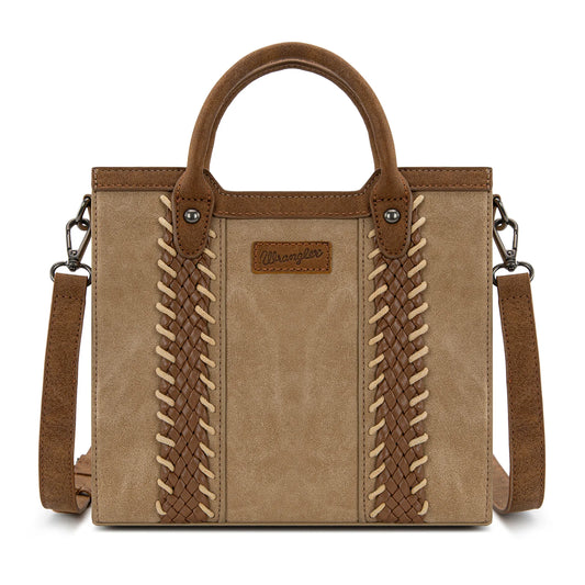 Wrangler Braided Whipstitch Top Handle Small Tote/Crossbody - Tan
