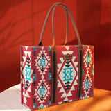 WRANGLER SOUTHWESTERN BURGUNDY WIDE TOTE