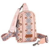 Wrangler Allover Aztec Dual Sided Print Crossbody Sling Chest Bag - Pink