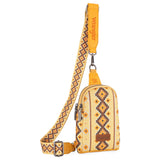 Wrangler Allover Aztec Dual Sided Print Crossbody Sling Chest Bag - Yellow