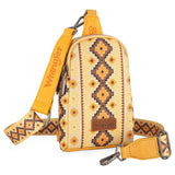 Wrangler Allover Aztec Dual Sided Print Crossbody Sling Chest Bag - Yellow