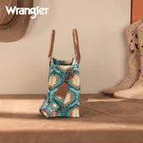 Wrangler Aztec Distressed Print Dual Sided Print -Tote/Crossbody - Turquoise