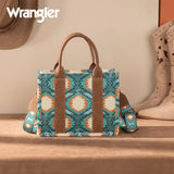 Wrangler Aztec Distressed Print Dual Sided Print -Tote/Crossbody - Turquoise