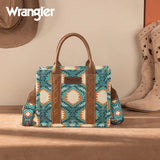 Wrangler Aztec Distressed Print Dual Sided Print -Tote/Crossbody - Turquoise