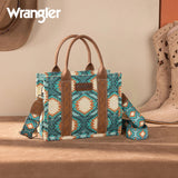 Wrangler Aztec Distressed Print Dual Sided Print -Tote/Crossbody - Turquoise