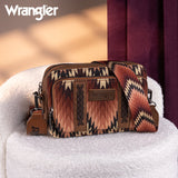 WRANGLER SOUTHWESTERN PATTERN DUAL SIDED PRINT CROSSBODY PURSE - Brown