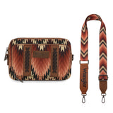 WRANGLER SOUTHWESTERN PATTERN DUAL SIDED PRINT CROSSBODY PURSE - Brown