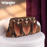 WRANGLER SOUTHWESTERN PATTERN DUAL SIDED PRINT CROSSBODY PURSE - Brown