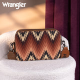 WRANGLER SOUTHWESTERN PATTERN DUAL SIDED PRINT CROSSBODY PURSE - Brown