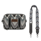 WRANGLER SOUTHWESTERN PATTERN DUAL SIDED PRINT CROSSBODY PURSE - Grey