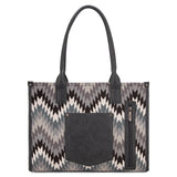 Wrangler Southwestern Pattern Dual Sided Print Concealed Carry Wide Tote - Grey