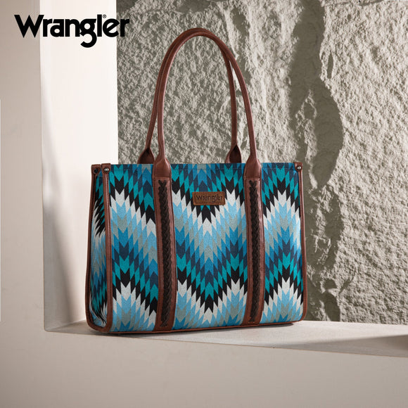 Wrangler Southwestern Pattern Dual Sided Print Concealed Carry Wide Tote - Jean