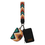 Wrangler Southwestern Art Print Dual Pouch Wristlet -Black