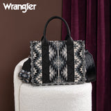 Wrangler Southwestern Pattern Dual Sided Print -Tote/Crossbody - BLACK