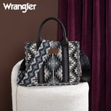 Wrangler Southwestern Pattern Dual Sided Print -Tote/Crossbody - BLACK