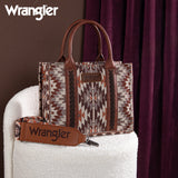 Wrangler Southwestern Pattern Dual Sided Print -Tote/Crossbody - BROWN