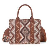 Wrangler Southwestern Pattern Dual Sided Print -Tote/Crossbody - BROWN