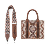 Wrangler Southwestern Pattern Dual Sided Print -Tote/Crossbody - BROWN