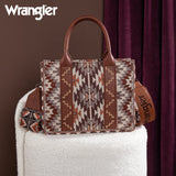 Wrangler Southwestern Pattern Dual Sided Print -Tote/Crossbody - BROWN