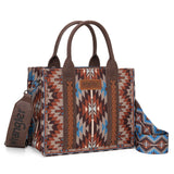 Wrangler Southwestern Pattern Dual Sided Print -Tote/Crossbody - COFFEE