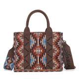 Wrangler Southwestern Pattern Dual Sided Print -Tote/Crossbody - COFFEE