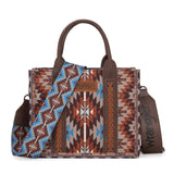 Wrangler Southwestern Pattern Dual Sided Print -Tote/Crossbody - COFFEE